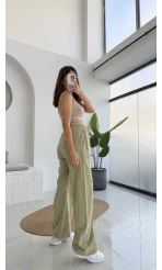 Colorado Beli Lastikli Gabardin Palazzo Pantolon - Yeşil