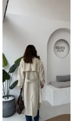 Cool Kuşaklı Cepli Trençkot Açık Taş Kod: 9419