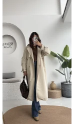 Cool Kuşaklı Cepli Trençkot Açık Taş Kod: 9419