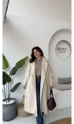 Cool Kuşaklı Cepli Trençkot Açık Taş Kod: 9419