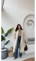 Cool Kuşaklı Cepli Trençkot Açık Taş Kod: 9419