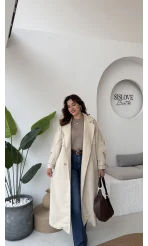 Cool Kuşaklı Cepli Trençkot Açık Taş Kod: 9419