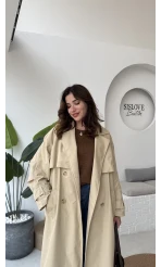 Cool Kuşaklı Cepli Trençkot Koyu Taş Kod: 9419