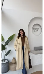 Cool Kuşaklı Cepli Trençkot Koyu Taş Kod: 9419