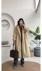 Cool Kuşaklı Cepli Trençkot Koyu Taş Kod: 9419