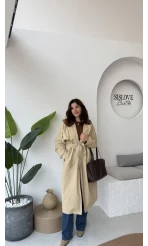 Cool Kuşaklı Cepli Trençkot Koyu Taş Kod: 9419