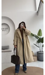 Cool Kuşaklı Cepli Trençkot Koyu Taş Kod: 9419