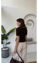 Coquette Kurdele Düğmeli Hırka - Kahverengi - 25033