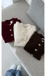 Coquette Kurdele Düğmeli Hırka - Kırık Beyaz - 25033