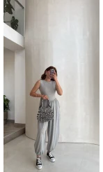Coquette Sıfır Kol Tulum - Gri - Kod: 4144