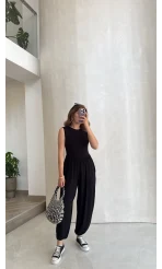 Coquette Sıfır Kol Tulum - Siyah - Kod: 4144