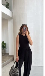 Coquette Sıfır Kol Tulum - Siyah - Kod: 4144