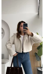 Crema Crop Kürk Mont Beyaz Kod - Kod: 9620