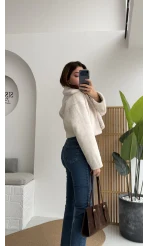 Crema Crop Kürk Mont Beyaz Kod - Kod: 9620