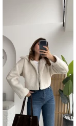 Crema Crop Kürk Mont Beyaz Kod - Kod: 9620