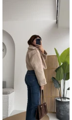 Crema Crop Kürk Mont Taş Kod - Kod: 9620