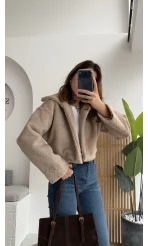 Crema Crop Kürk Mont Taş Kod - Kod: 9620