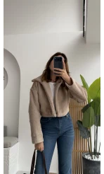 Crema Crop Kürk Mont Taş Kod - Kod: 9620