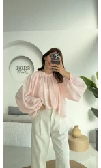 Crema Tül Bluz - Şeker Pembesi - 4959