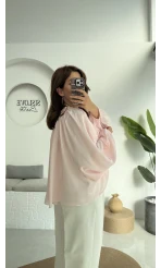 Crema Tül Bluz - Şeker Pembesi - 4959