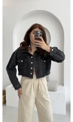 Crop Kot Ceket Antrasit