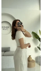 Crop Oys Beyaz T-Shirt