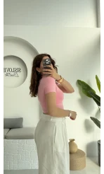 Crop Oys Pembe T-Shirt
