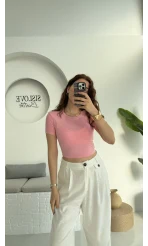 Crop Oys Pembe T-Shirt