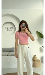 Crop Oys Pembe T-Shirt