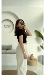 Crop Oys Siyah T-Shirt