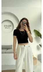 Crop Oys Siyah T-Shirt