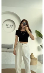 Crop Oys Siyah T-Shirt