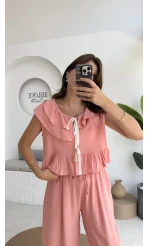 Cute Volanlı Pensli Takım - 1000-4000 - Pembe Tonları