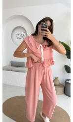 Cute Volanlı Pensli Takım - 1000-4000 - Pembe Tonları