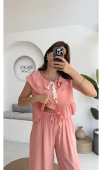 Cute Volanlı Pensli Takım - 1000-4000 - Pembe Tonları