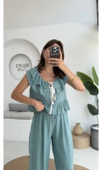 Cute Volanlı Pensli Takım - 1000-4000 - Yeşil