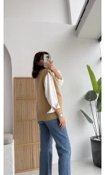 Daisy V Yaka Süveter - Camel - Kod: 04583