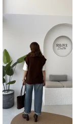 Daisy V Yaka Süveter - Kahve - Kod: 04583