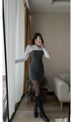 Dakota Antrasit Gömlek Elbise