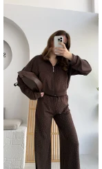 Dalia Taşlı Kapüşonlu Eşofman Takım - Acı Kahve