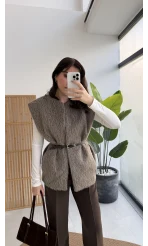 Daniella Kemerli Peluş Yelek - Vizon - Kod: 25500