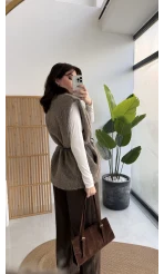 Daniella Kemerli Peluş Yelek - Vizon - Kod: 25500