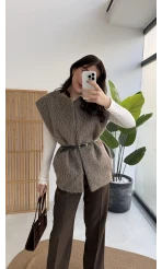 Daniella Kemerli Peluş Yelek - Vizon - Kod: 25500