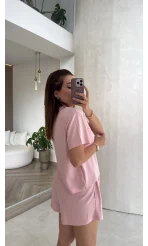 Dantel Cepli Şortlu Takım - Pembe - Kod: 4138