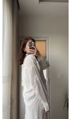 Dantella Tül Gömlek Beyaz
