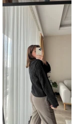 Dantelli Bebe Yaka Siyah Rengi Gömlek