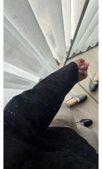 Dantelli Bebe Yaka Siyah Rengi Gömlek