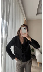 Dantelli Bebe Yaka Siyah Rengi Gömlek