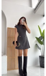 Darell Triko Kısa Elbise - Antrasit