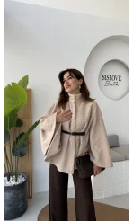 Davina Kaşe Kemer Detay Panço - Latte - Kod: 8014